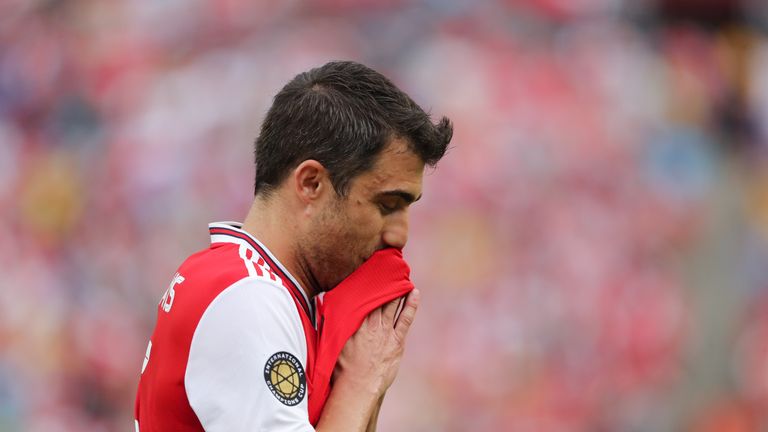 Sokratis was handed only the third red card of his professional career