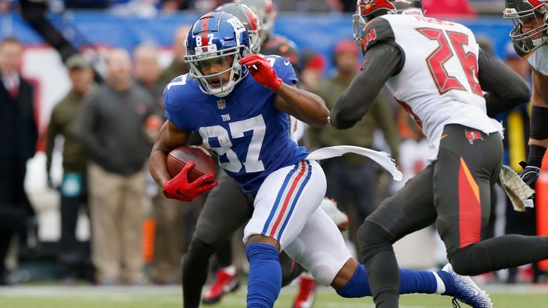 Sterling Shepard in action against the on November 18, 2018 at MetLife Stadium in East Rutherford, New Jersey. The Giants defeated the Buccaneers 38-35.