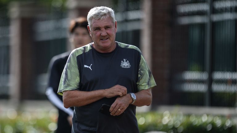 Steve Bruce took charge of his first training session as Newcastle head coach on Thursday