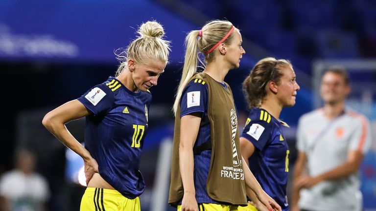 Sofia Jakobsson (left) could not help Sweden to victory against the Netherlands