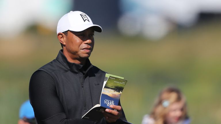 Tiger Woods during his Sunday practice round ahead of The Open