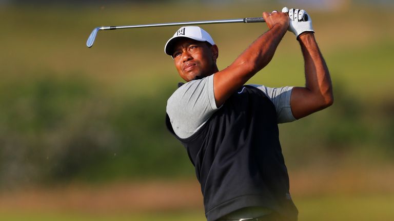 Tiger Woods during a practice round ahead of The Open