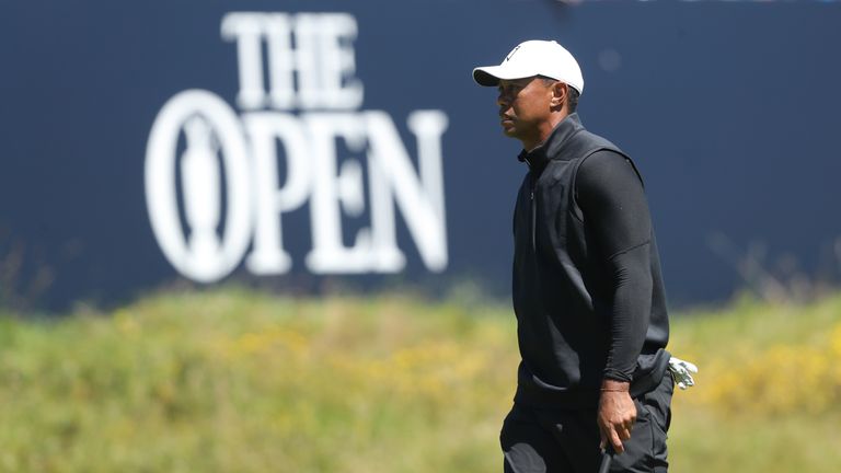 Tiger Woods during his Sunday practice round ahead of The Open