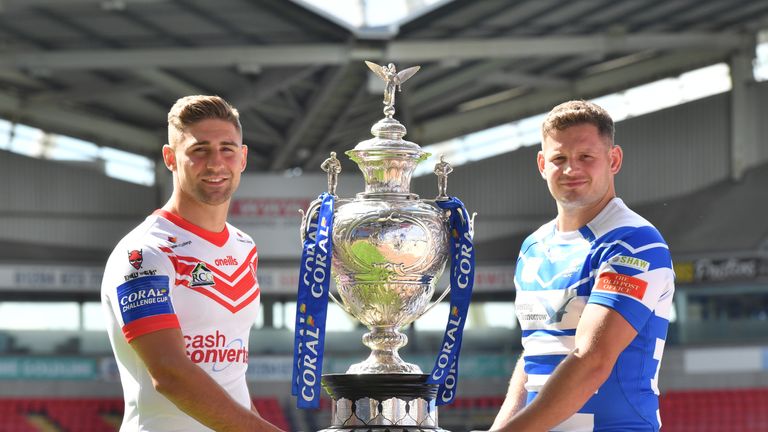 Picture by Simon Wilkinson/SWpix.com 22/07/2019 Rugby League Coral Challenge Cup Semi Final and Women's Coral Challenge Cup Final Previews. University of Bolton Stadium
Warrington, Leeds, Hull FC, Castleford, St. Helens , Halifax
Tommy Makinson, Jacob Fairbank