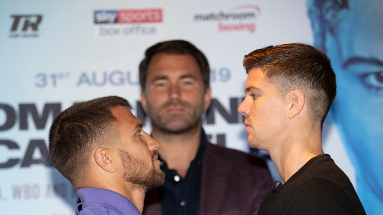 Vasiliy Lomachenko and Luke Campbell  press conference at Glaziers Hall  London Bridge  ahead of their huge WBC, WBA, WBO and Ring Magazine Lightweight World title showdown at The O2 in London on Saturday August 31, shown live on Sky Sports Box Office in the UK and ESPN+ in the US. .Picture .Mark Robinson.  22 July 2019 Free to use editorial picture