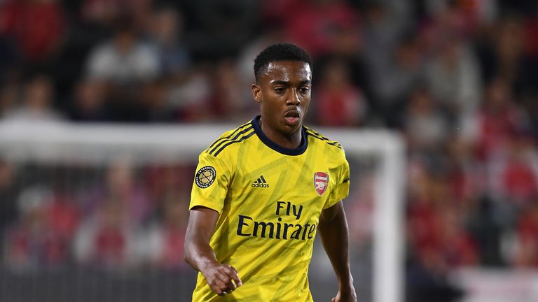 CARSON, CALIFORNIA - JULY 17: Joe Willock of Arsenal during the friendly match between Arsenal and FC Bayern Munich at Dignity Health Sports Park on July 17, 2019 in Carson, California. (Photo by Stuart MacFarlane/Arsenal FC via Getty Images)
