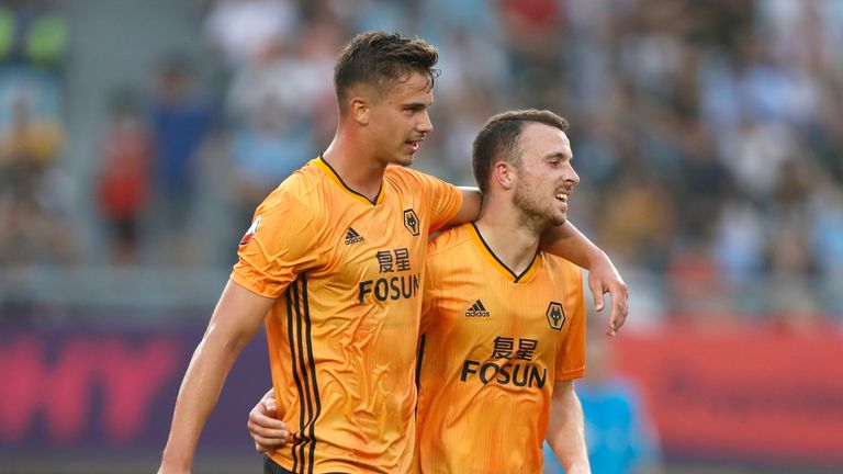 Diogo Jota scored twice for Wolves against Newcastle in China