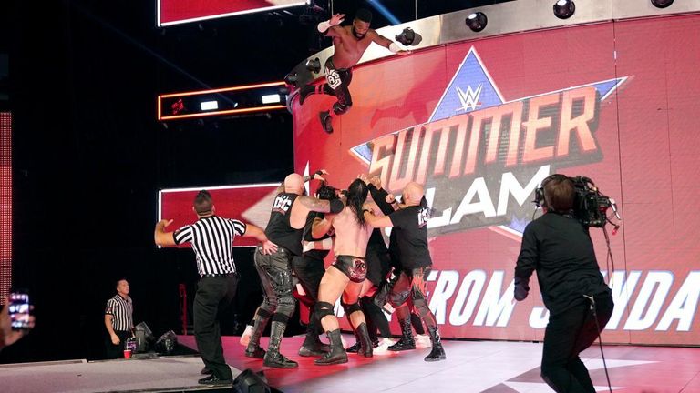 Cedric Alexander jumps from the top of the LED board