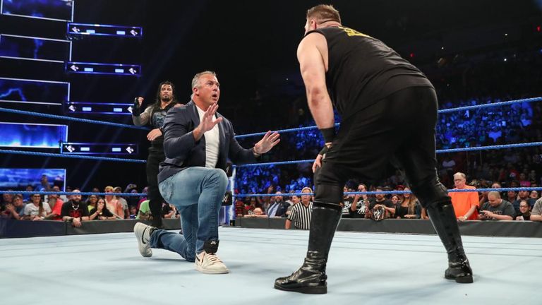 Shane McMahon&#39;s plans come unstuck in Roman Reigns v Kevin Owens fight