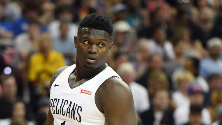 Zion Williamson during his Pelicans debut at Summer League in Las Vegas