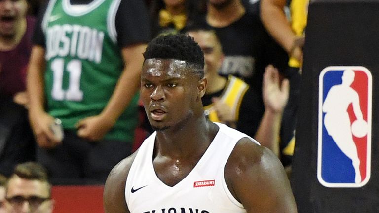 Zion Williamson in Summer League action for the Pelicans against the Knicks