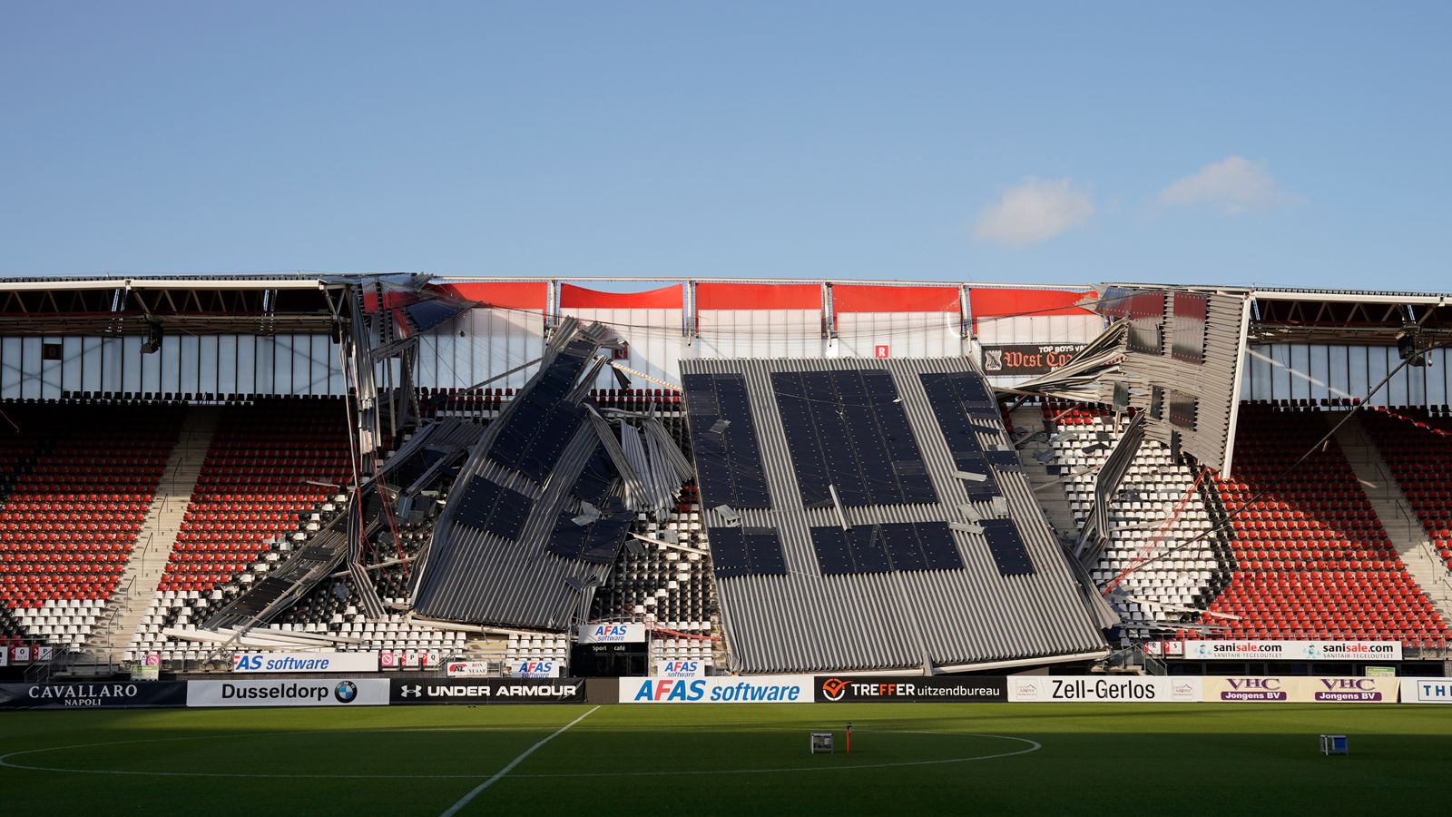 AZ Alkmaar suffer stadium roof collapse after strong winds Football