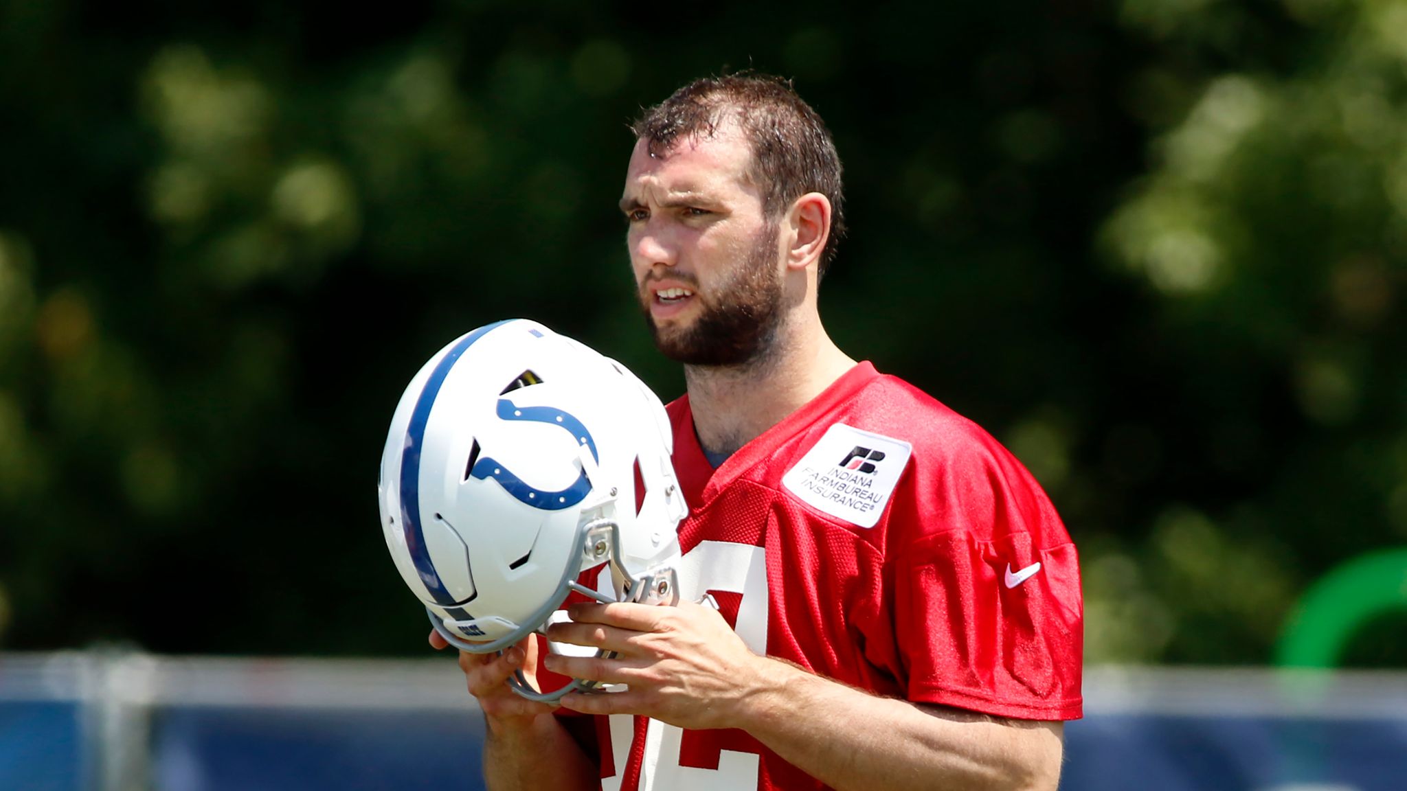 Indianapolis Colts quarterback Andrew Luck (12) reacts after