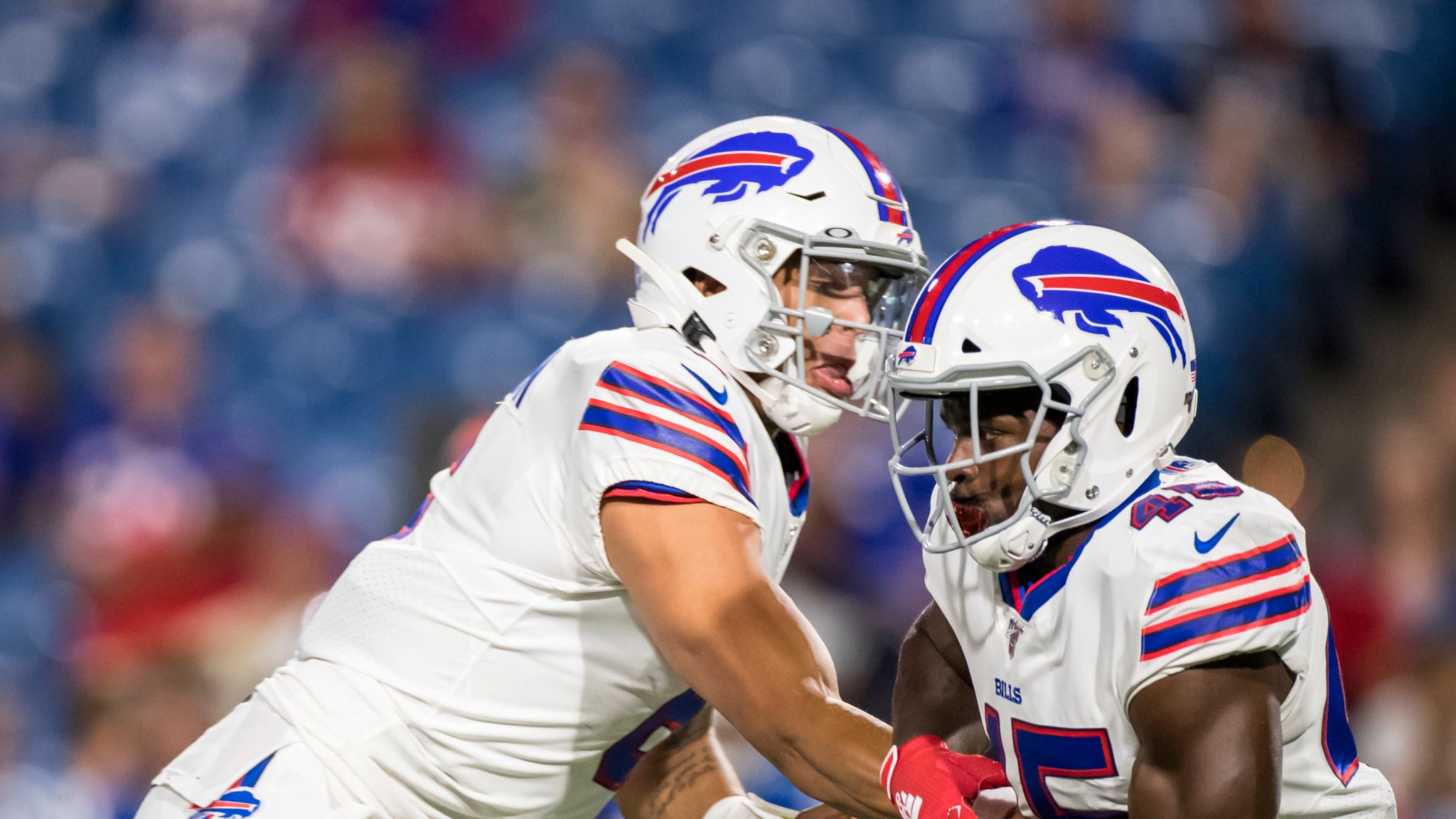 Buffalo Bills running back Christian Wade (45) runs the ball during an NFL  football organized team activity Tuesday, May 21, 2019, in Orchard Park  N.Y. (AP Photo/Jeffrey T. Barnes Stock Photo - Alamy