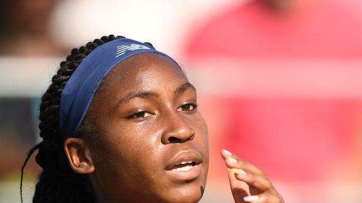 Cori Gauff of the United States looks on during a match against Zarina Diyas of Kazakhstan during Day 2 of the Citi Open at Rock Creek Tennis Center on July 30, 2019 in Washington, DC
