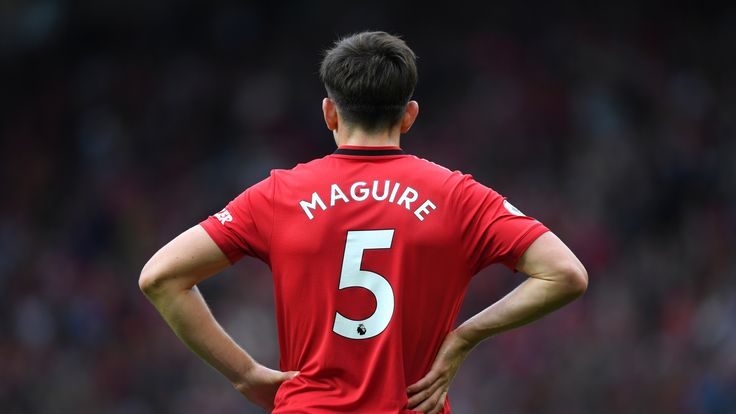 Harry Maguire in a Manchester United shirt on his debut against Chelsea
