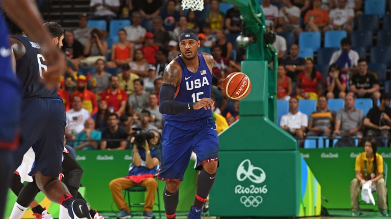 Carmelo Anthony in action for Team USA during the 2016 Olympic Games