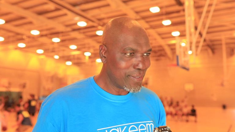NBA legend Hakeem Olajuwon speaks to Sky Sports NBA at his basketball camp in Birmingham