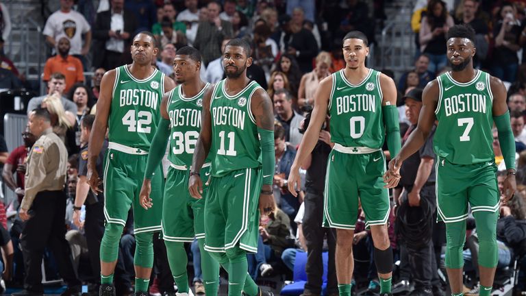 Jayson Tatum and Jaylen Brown on court for Boston