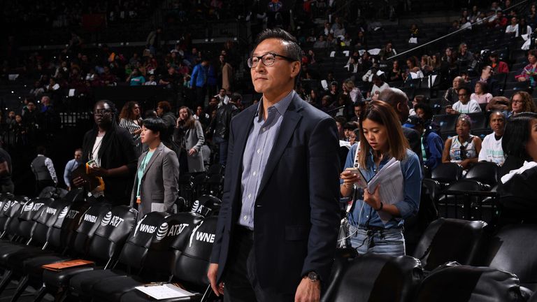 Brooklyn Nets owner Joseph Tsai courtside at a New York Liberty game