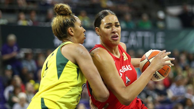 Liz Cambage rolls to the basket against the Seattle Storm