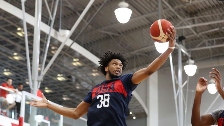 Marvin Bagley in action at Team USA Basketball camp in Las Vegas