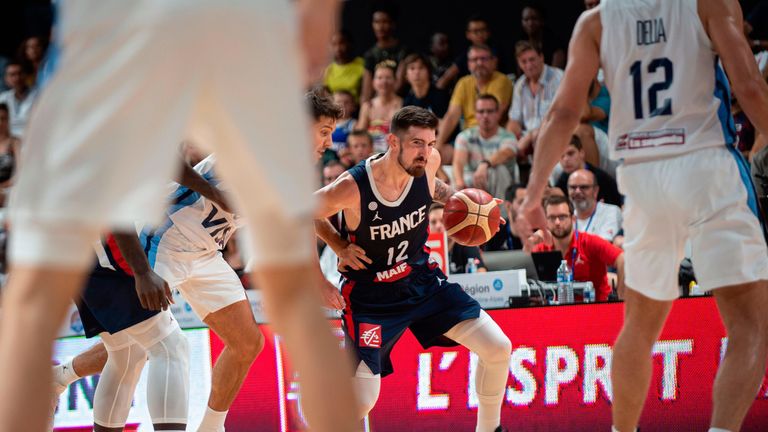 Nando de Colo in action for France in a warm-up game against Argentina