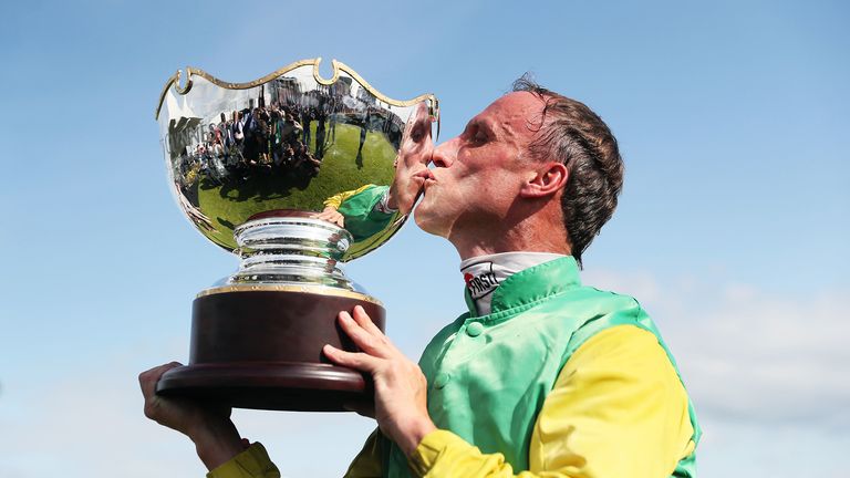 Robbie Power celebrates after riding Tudor City to win the Guinness Galway Hurdle Handicap during day four of the 2019 Summer Festival at Galway Racecourse. PRESS ASSOCIATION Photo. Picture date: Thursday August 1, 2019. See PA story RACING Galway. Photo credit should read: Brian Lawless/PA Wire