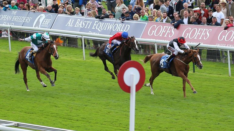 Search For A Song (right) wins the Galtres Stakes