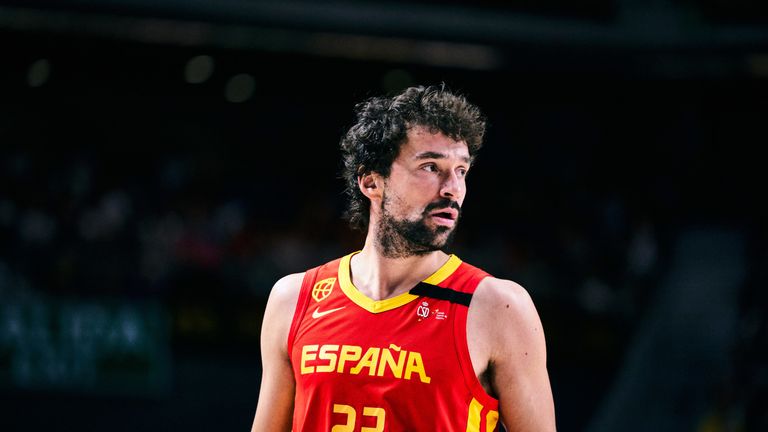 Sergio Llull in action for Spain in an exhibition game against USA