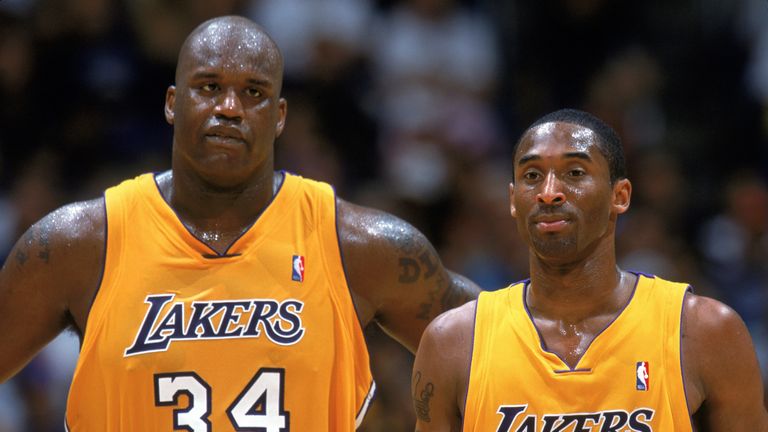 Shaquille O & # 39; Neal y Kobe Bryant fotografiados durante su mandato con los Lakers