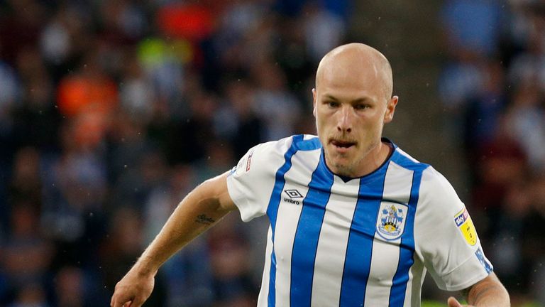 Aaron Mooy in action vs Derby County at John Smith's Stadium on August 05, 2019