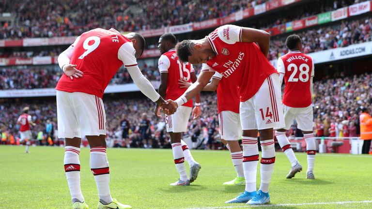 Arsenal goalscorers Alexandre Lacazette and Pierre-Emerick Aubameyang