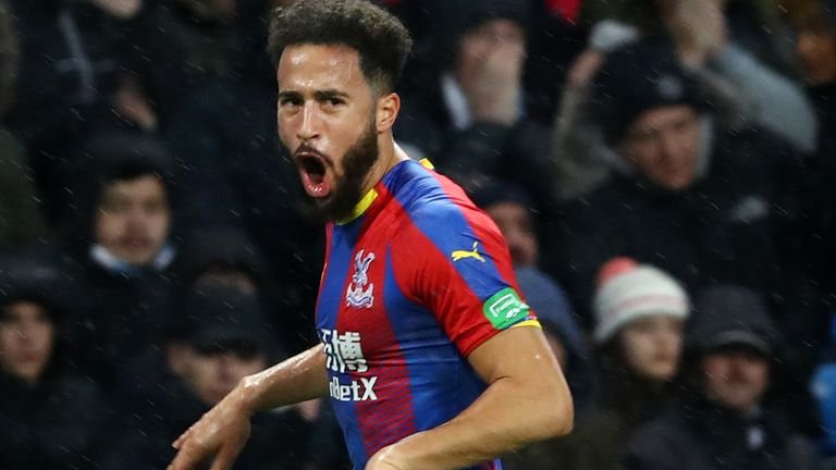 Andros Townsend celebrates scoring his stunning volley for Crystal Palace in their Premier League 3-2 win away to Manchester City on December 22, 2018