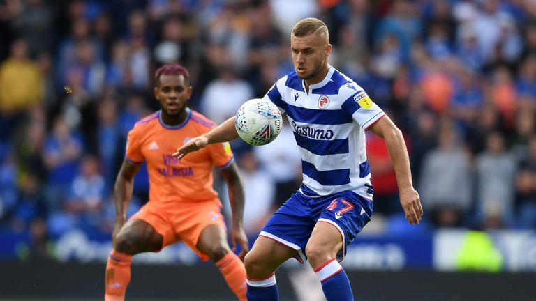 Andy Yiadom of Reading controls the ball during the match against Cardiff