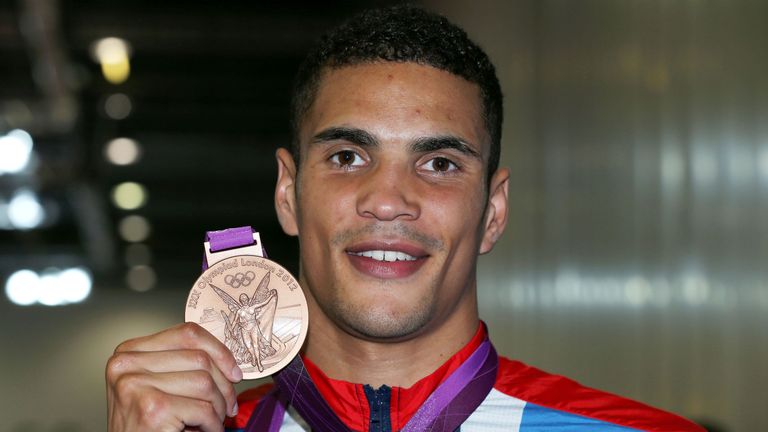 Great Britain&#39;s Anthony Ogogo with his Men&#39;s Middle (75kg) bronze medal at the ExCeL Arena, on day 15 of the London 2012 Olympics.
