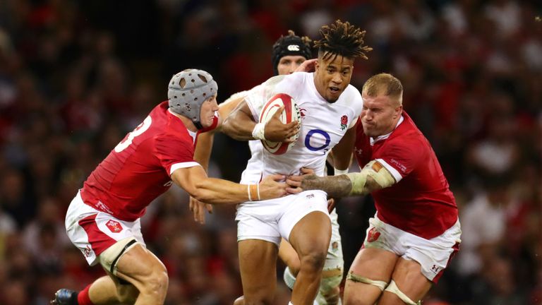 Anthony Watson in action during England's 13-6 loss to Wales