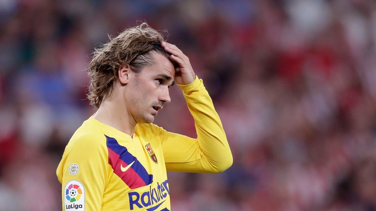 Antoine Griezmann in action during Barcelona's defeat at Athletic Bilbao