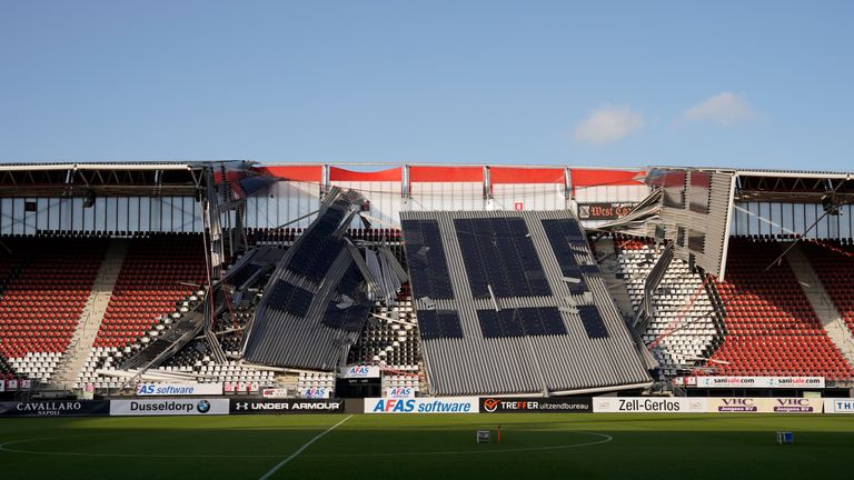 A view of AFAS Stadion following a collapse of the roof