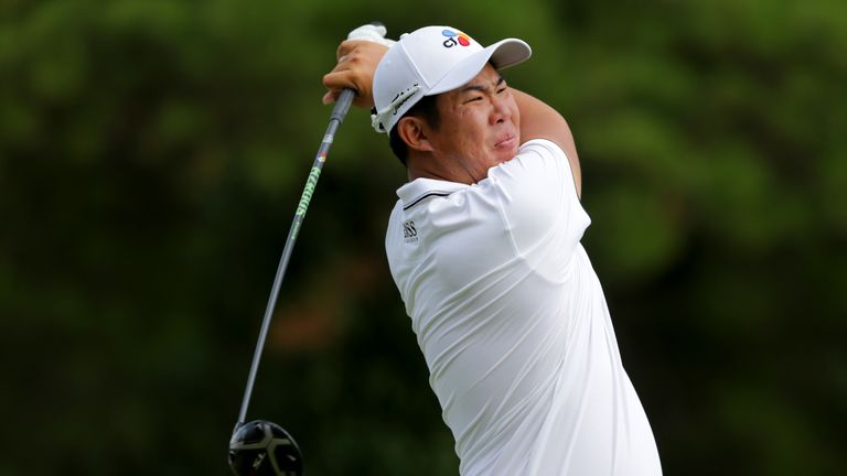South Korean Byeong Hun An holds the lead after round two of the Wyndham Championship