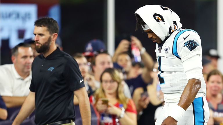 Cam Newton was forced to leave Carolina's preseason game against New England on Thursday