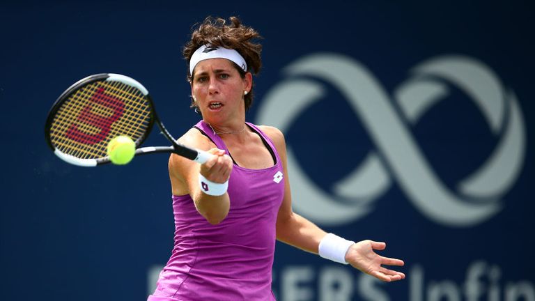 Carla Suárez Navarro in first round action at the Rogers Cup 2019