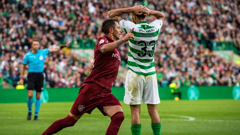 Cluj&#39;s Ciprian Deac celebrates his opening goal vs Celtic