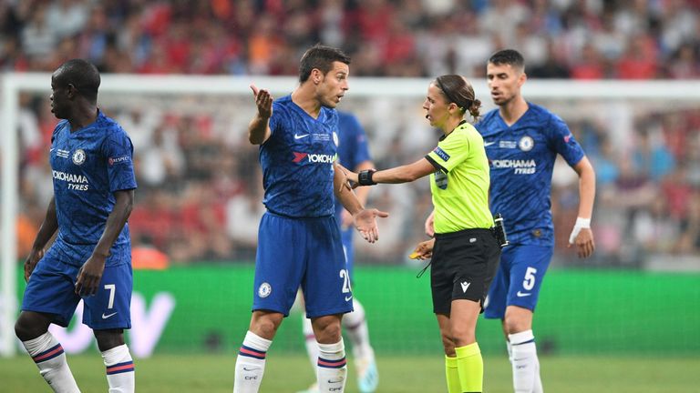 Action from Super Cup final Chelsea and Liverpool