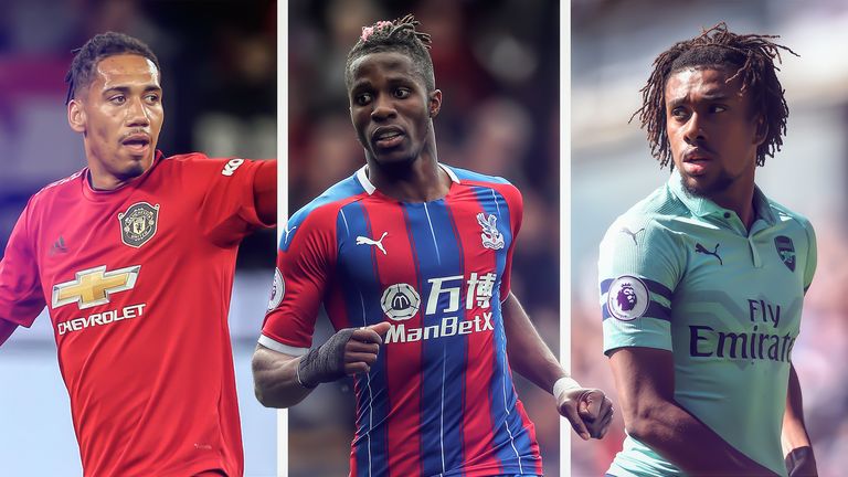 Chris Smalling, Wilfried Zaha and Alex Iwobi (left to right) are all wanted by Everton