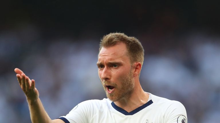 Christian Eriksen during Spurs' 1-0 Premier League defeat to Newcastle