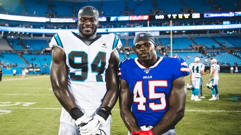 Efe Obada and Christian Wade (credit: Carolina Panthers)