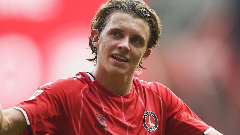Charlton Athletic's Conor Gallagher applauds the home fans at full time