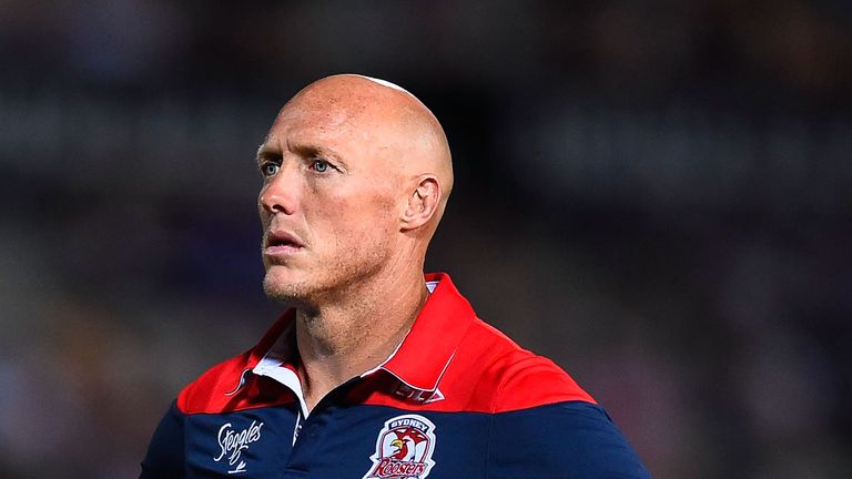 TOWNSVILLE, AUSTRALIA - MARCH 07: Roosters assistant coach Craig Fitzgibbon looks on before the start of the round one NRL match between the North Queensland Cowboys and the Sydney Roosters at 1300SMILES Stadium on March 7, 2015 in Townsville, Australia. (Photo by Ian Hitchcock/Getty Images)
