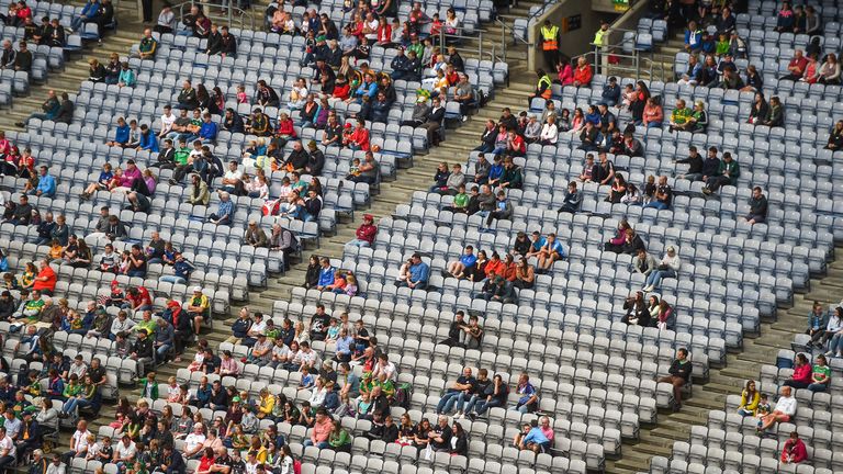 There were large sections of empty seats in Croke Park on Sunday